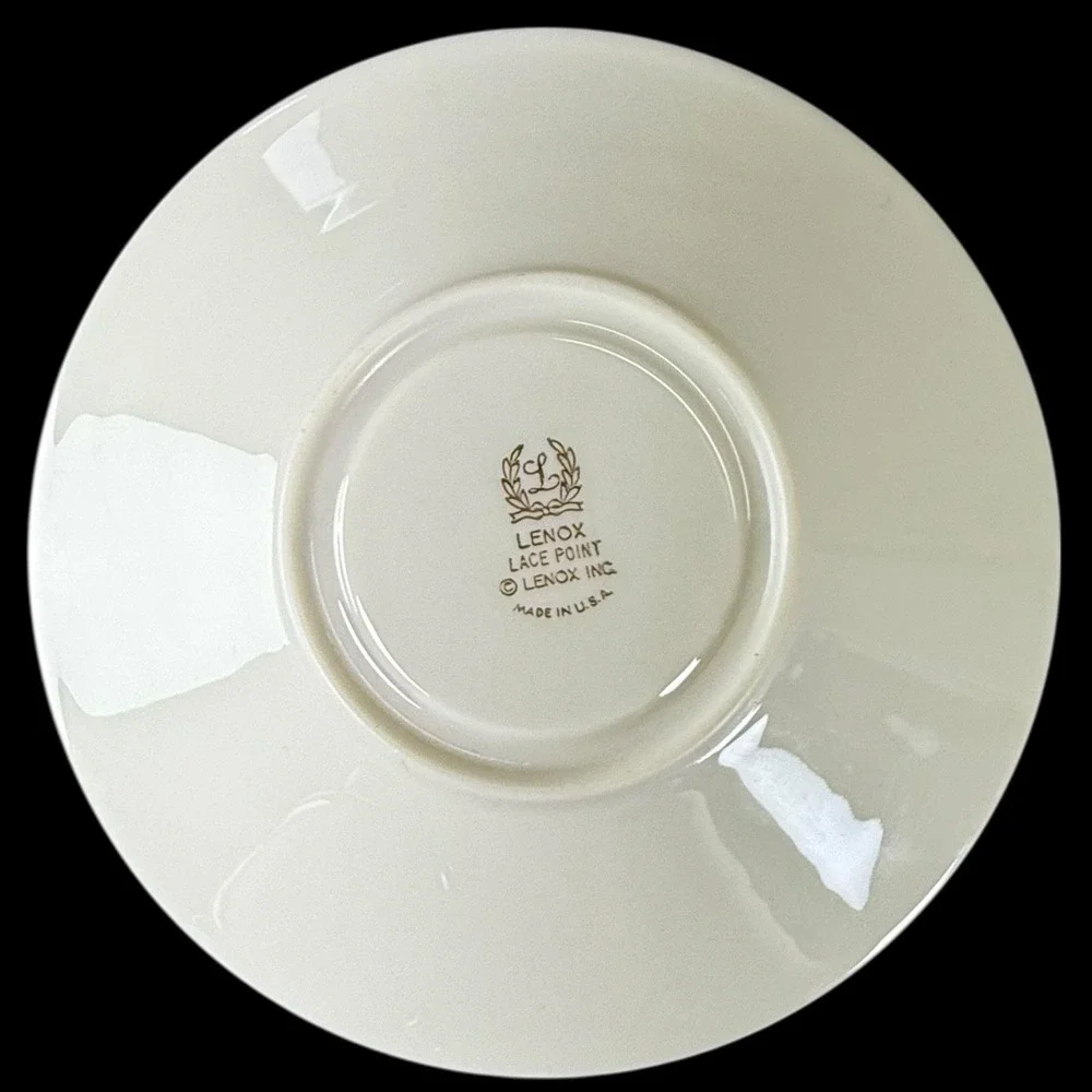 Lenox Lace Point Footed Tea Coffee‎ Cups With Saucers Set Of 2 Read